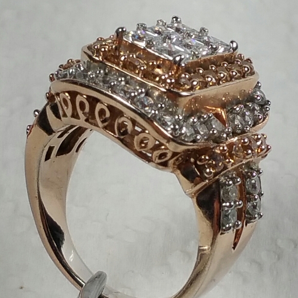 DESIGNER SJ ROSE GOLD STERLING MORGANITE CZ  RING - Picture 2 of 8